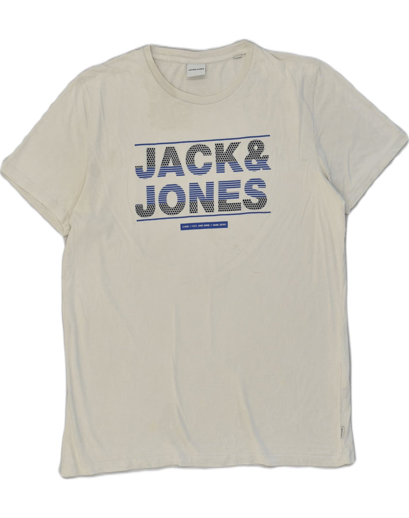 JACK & JONES Mens Core Graphic T-Shirt Top XL White Cotton | Vintage Jack & Jones | Thrift | Second-Hand Jack & Jones | Used Clothing | Messina Hembry 