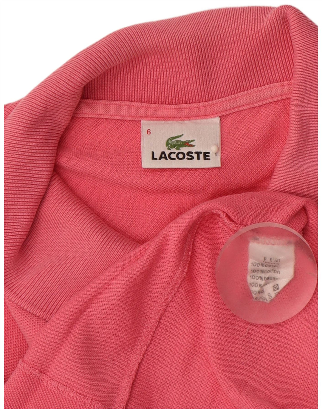 LACOSTE Mens Polo Shirt Size 6 XL Pink Cotton