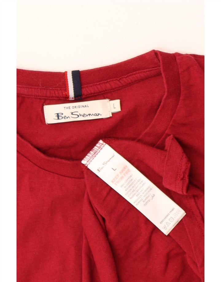 Ben Sherman Mens T-Shirt Top Large Red Cotton