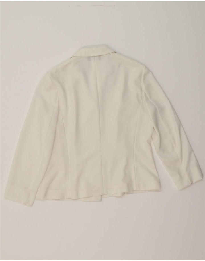 VINTAGE Womens 4 Button Blazer Jacket UK 12 Medium White Vintage Vintage and Second-Hand Vintage from Messina Hembry 