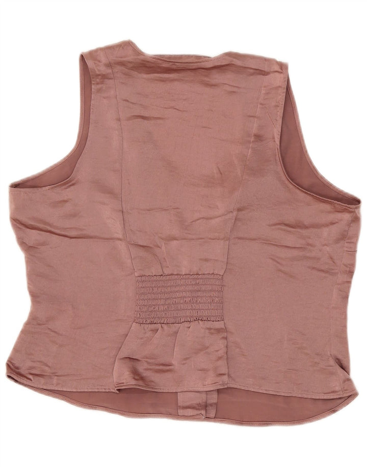 Marks & Spencer Womens Sleeveless Shirt Blouse UK 14 Large Pink Polyester