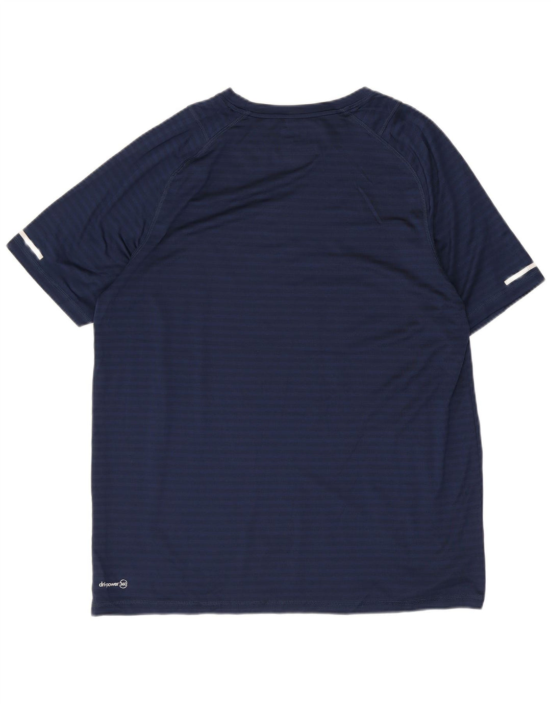 Russell Athletic Mens T-Shirt Top Large Navy Blue Striped Polyester