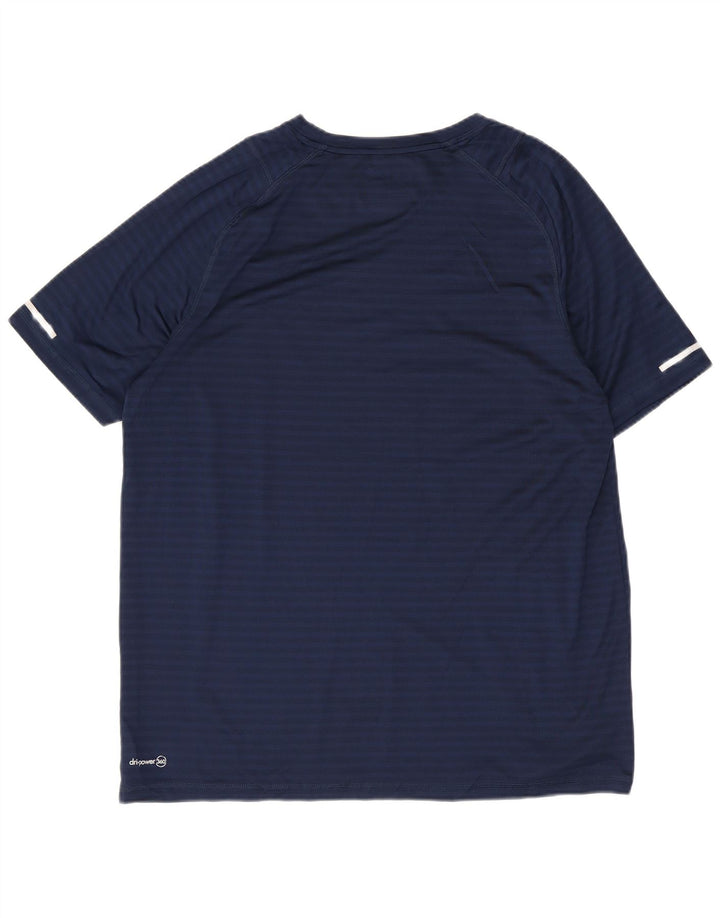 Russell Athletic Mens T-Shirt Top Large Navy Blue Striped Polyester
