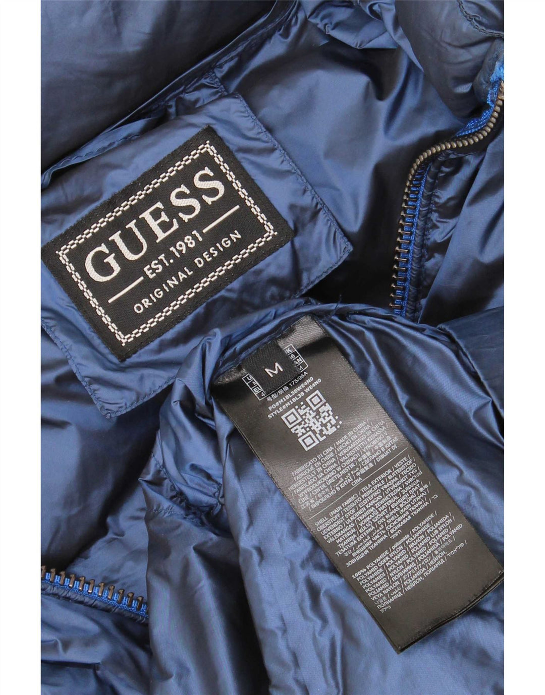 Guess Mens Padded Jacket UK 38 Medium Navy Blue Polyamide