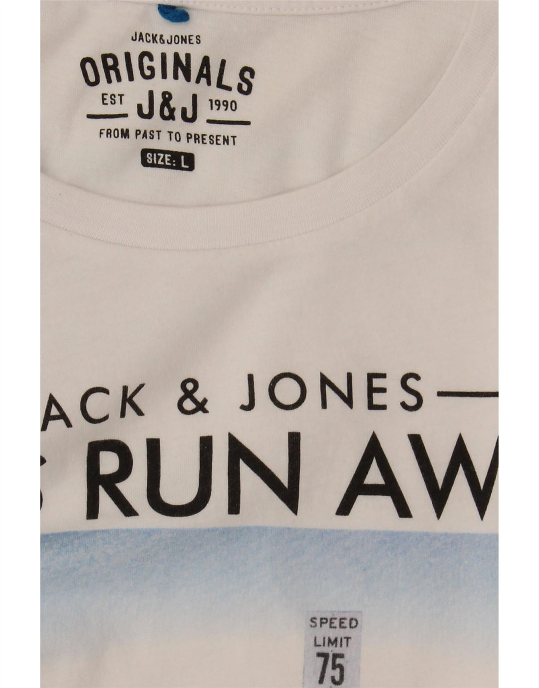 JACK & JONES Mens Graphic T-Shirt Top Large White Cotton Vintage Jack & Jones and Second-Hand Jack & Jones from Messina Hembry 