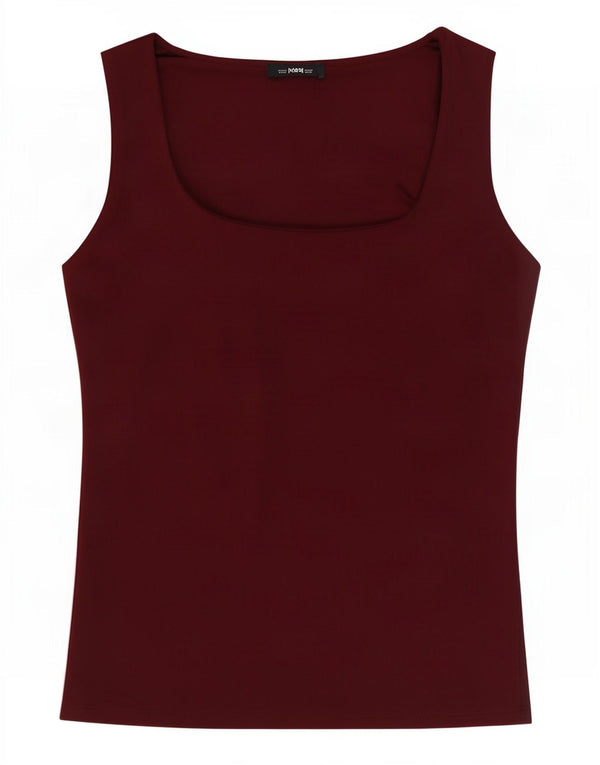 Zara Womens Vest Top UK 12 Medium Burgundy