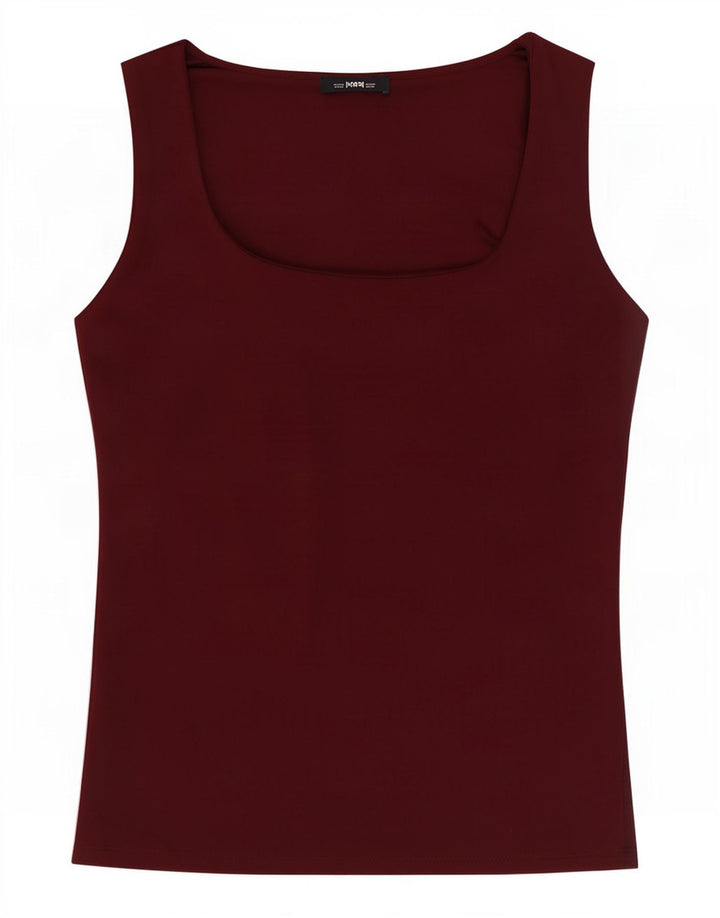 Zara Womens Vest Top UK 12 Medium Burgundy