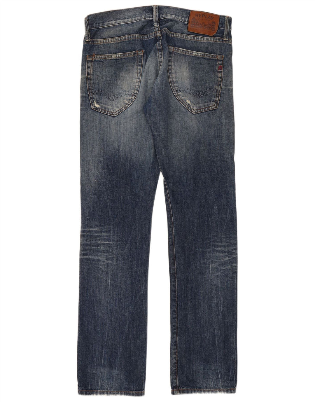 Replay Mens Straight Jeans W31 L32 Blue Cotton