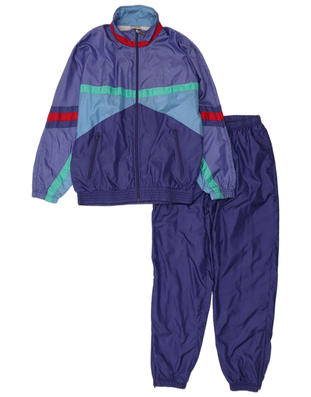 Sergio Tacchini Mens Full Tracksuit IT 46 Small  Blue Colourblock Polyamide