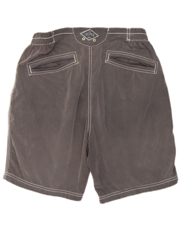 Superdry Mens Graphic Swimming Shorts Medium Grey Colourblock Cotton