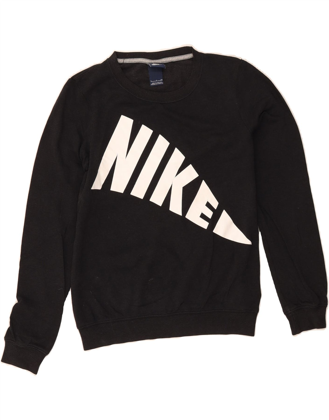NIKE Womens Graphic Sweatshirt Jumper UK 10 Small Black Cotton Vintage Nike and Second-Hand Nike from Messina Hembry 