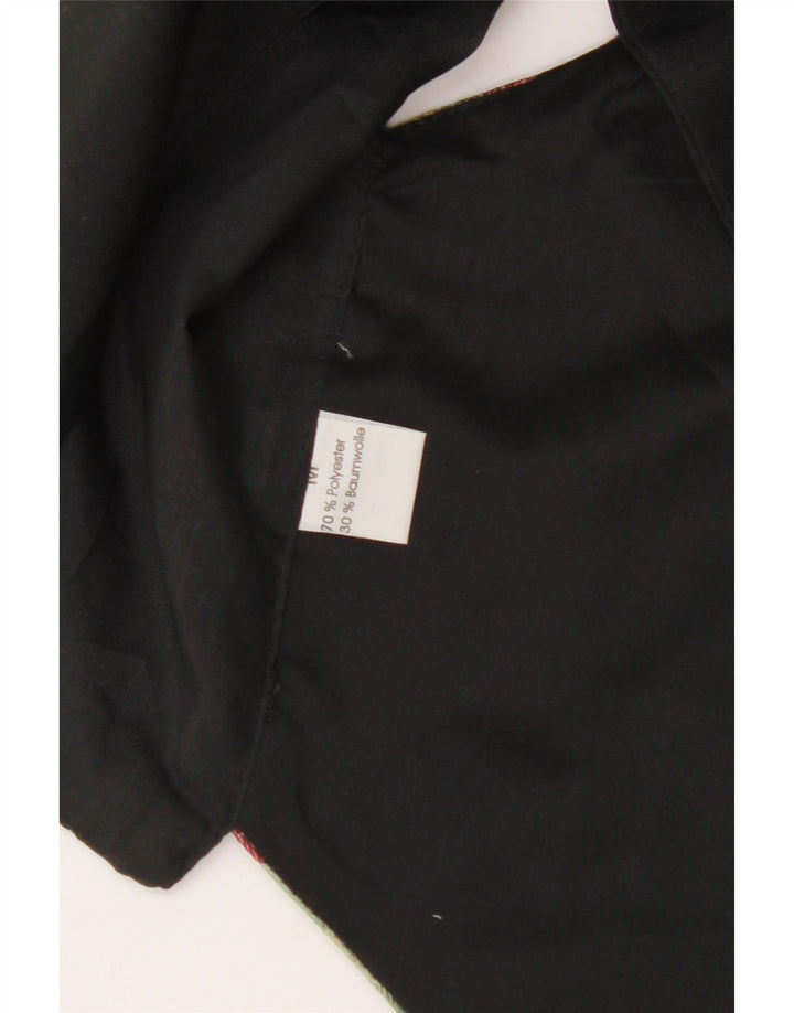 VINTAGE Womens Waistcoat UK 14 Medium Black Floral Polyester