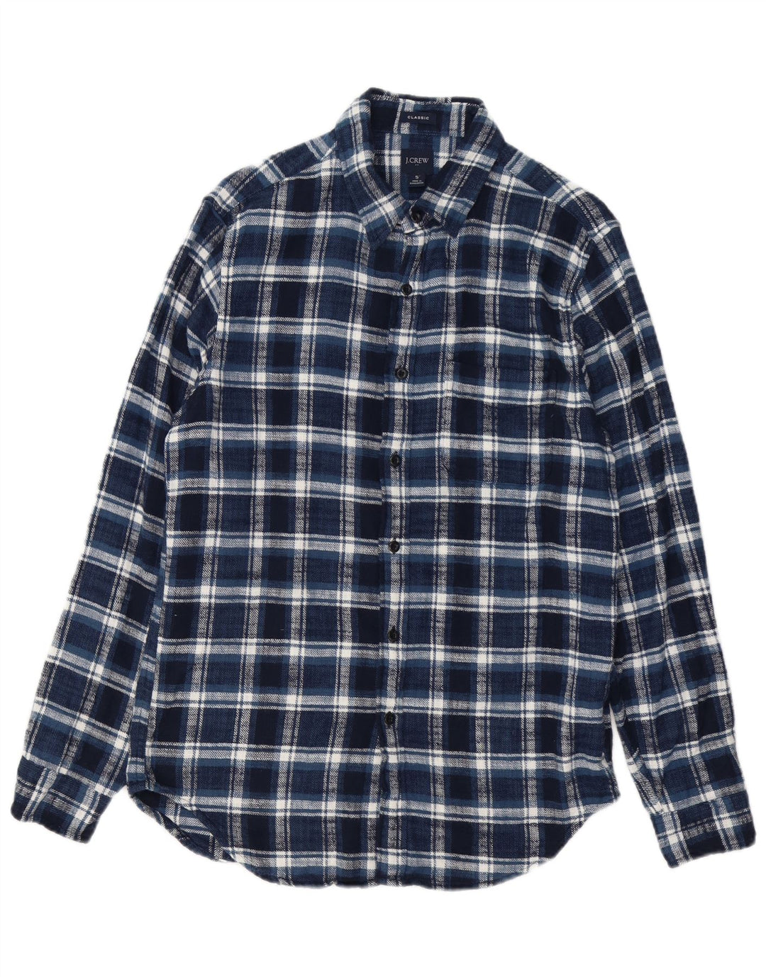 J. Crew Mens Classic Fit Flannel Shirt Small Navy Blue Check Cotton