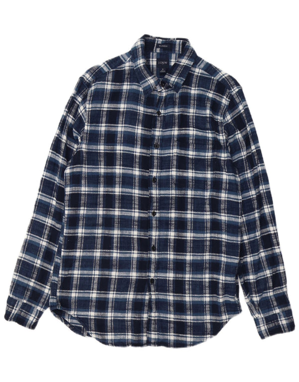 J. Crew Mens Classic Fit Flannel Shirt Small Navy Blue Check Cotton