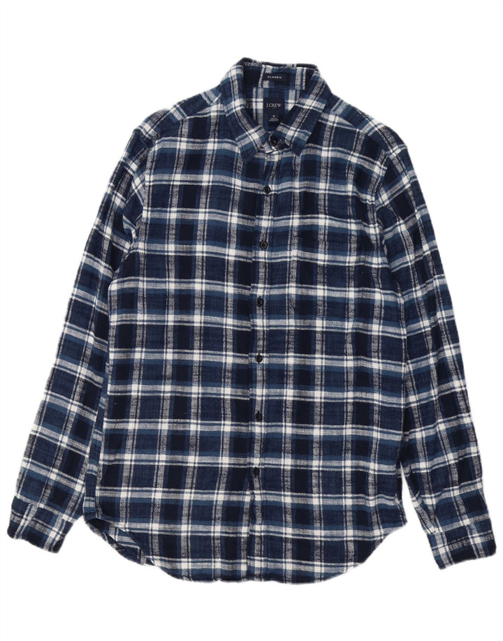 J. Crew Mens Classic Fit Flannel Shirt Small Navy Blue Check Cotton