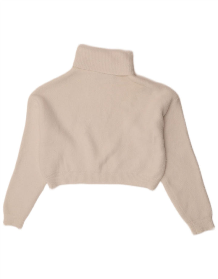 Zara Womens Crop Roll Neck Jumper Sweater UK 10 Small White Nylon