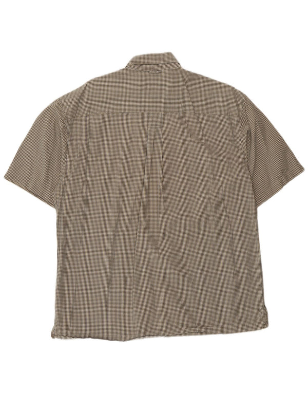 Timberland Mens Short Sleeve Shirt Medium Beige Check Cotton