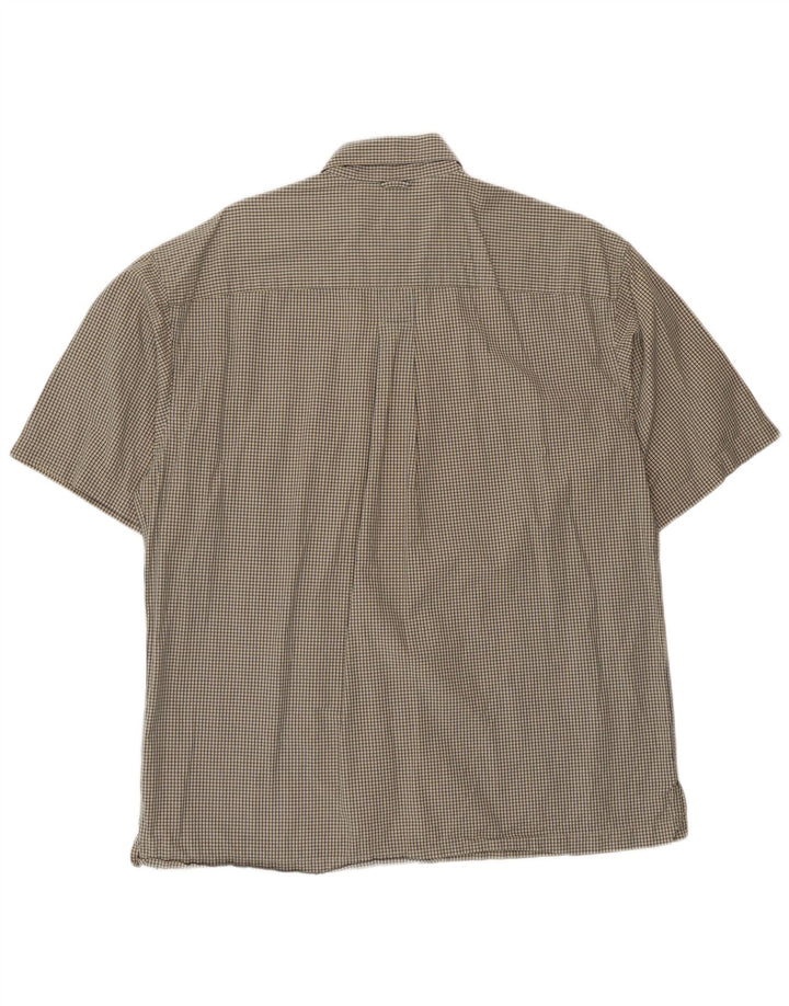 Timberland Mens Short Sleeve Shirt Medium Beige Check Cotton