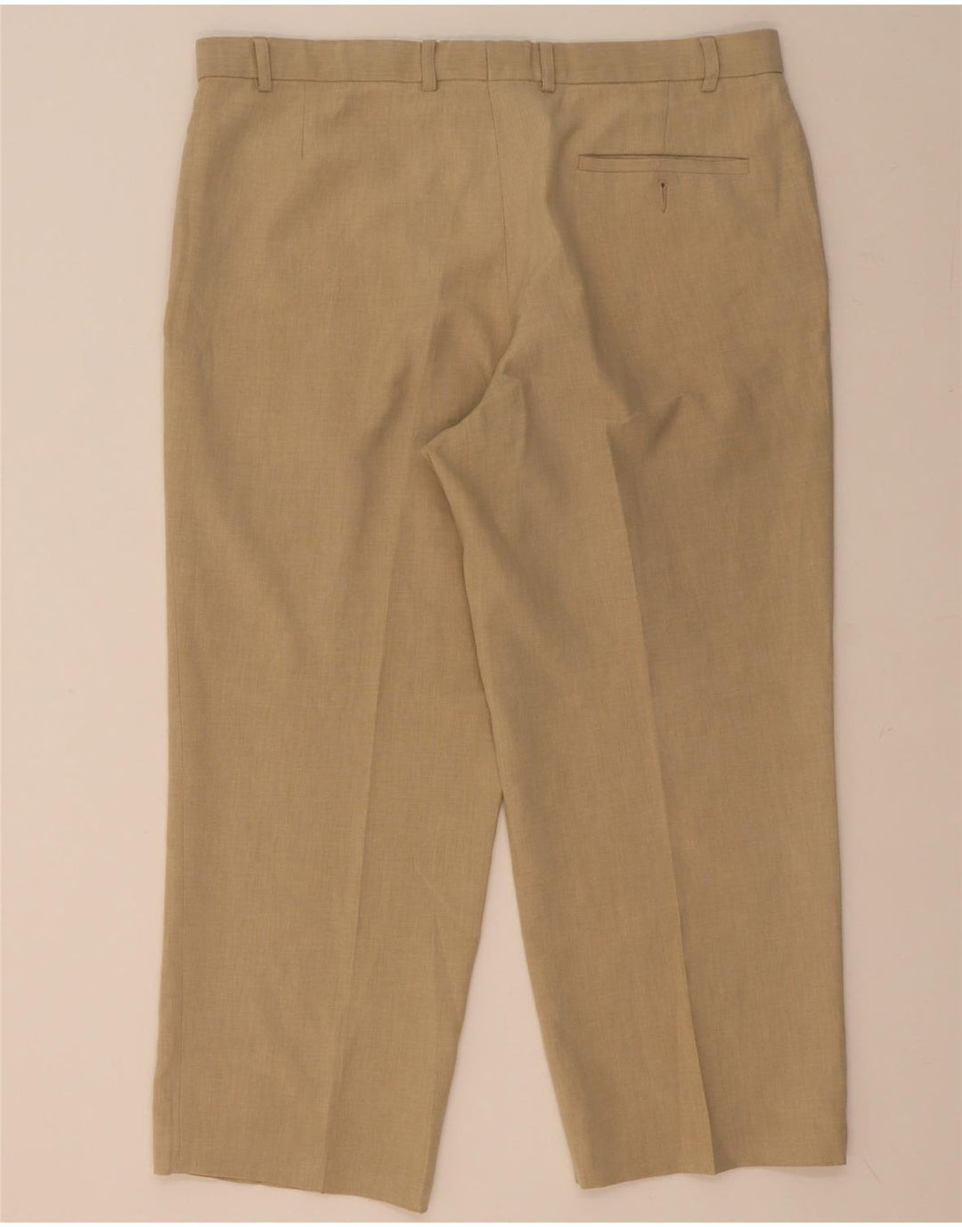 Marks & Spencer Mens Straight Suit Trousers W38 L26 Beige Polyester