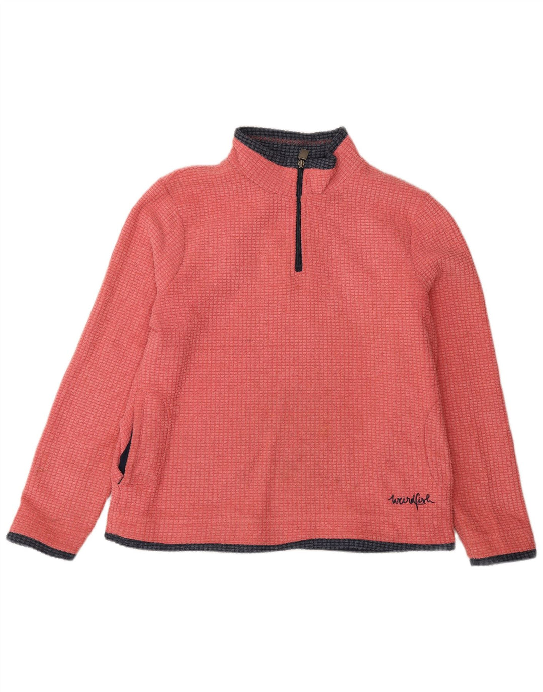 Weird Fish Womens Zip Neck Fleece Jumper UK 16 Large Pink Polyester