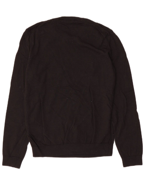 Hugo Boss Mens Crew Neck Jumper Sweater Medium Black Wool