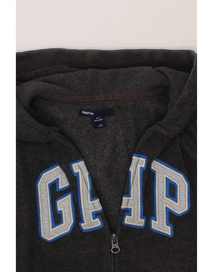 GAP Boys Graphic Fleece Zip Hoodie Sweater 6-7 Years Grey Polyester Vintage Gap and Second-Hand Gap from Messina Hembry 