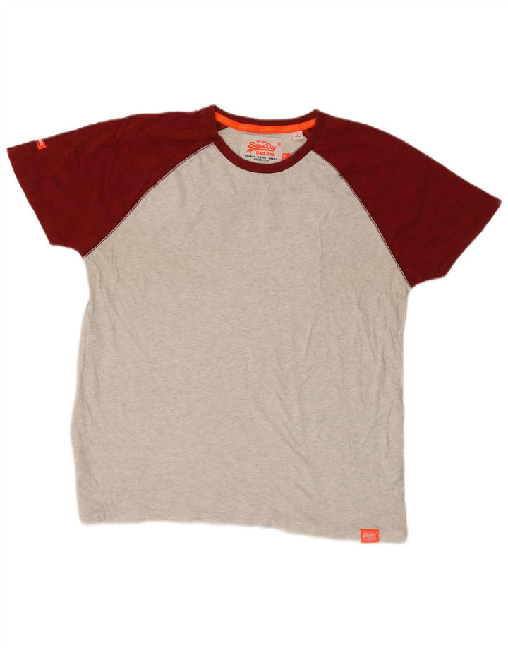 Superdry Mens T-Shirt Top XL Grey Colourblock Cotton