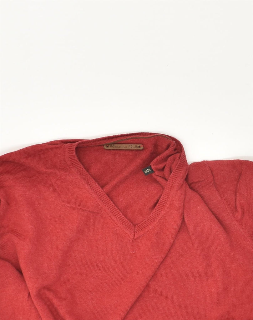 MASSIMO DUTTI Mens V-Neck Jumper Sweater Medium Red Cotton | Vintage Massimo Dutti | Thrift | Second-Hand Massimo Dutti | Used Clothing | Messina Hembry 