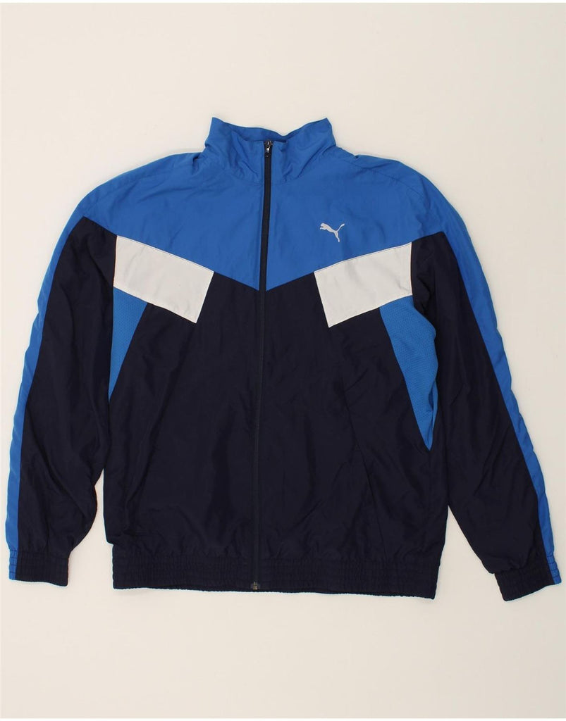 PUMA Mens Tracksuit Top Jacket XL Blue Colourblock Polyester | Vintage Puma | Thrift | Second-Hand Puma | Used Clothing | Messina Hembry 