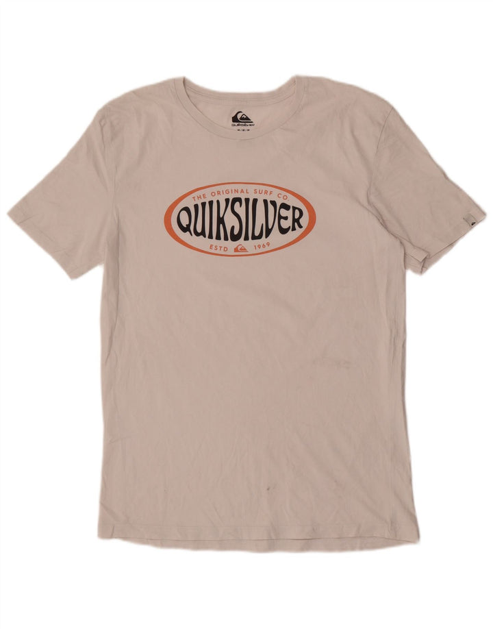 Quiksilver Mens Regular Fit Graphic T-Shirt Top Medium White Cotton