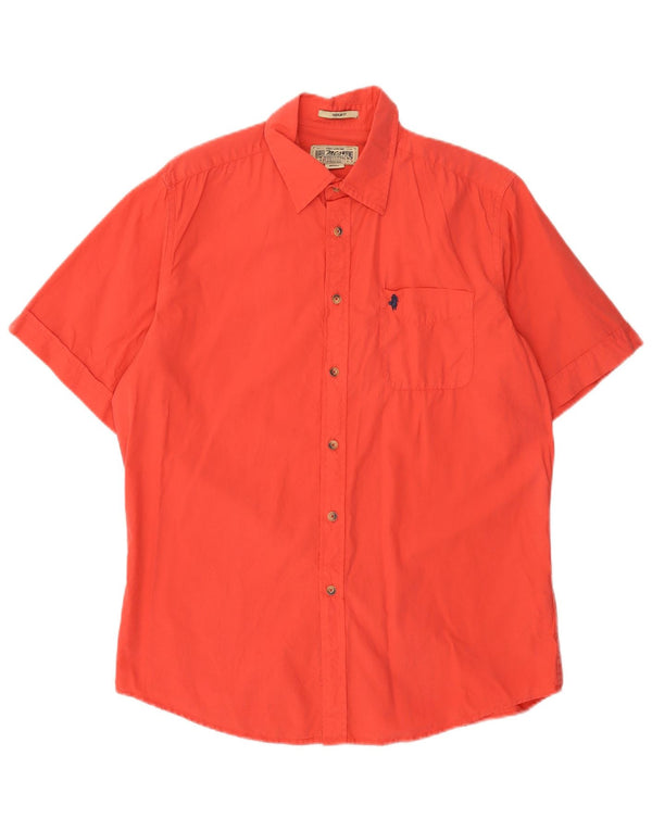 Marlboro Classics Mens Short Sleeve Regular Fit Shirt Medium Orange Cotton