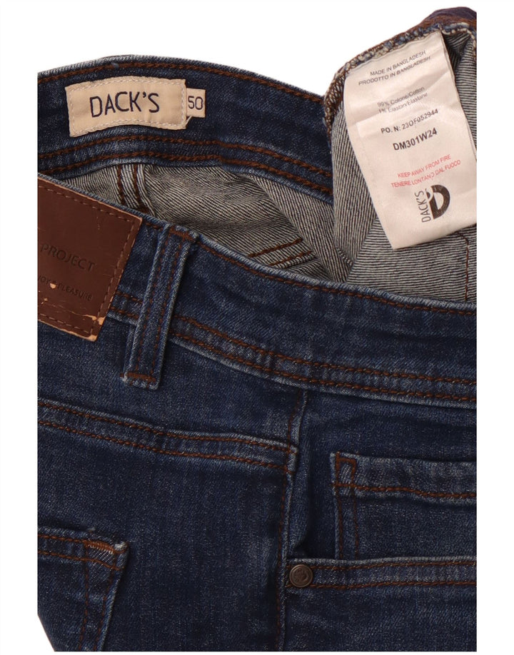 DACK'S Mens Straight Jeans IT 50 Large W34 L31 Navy Blue Cotton