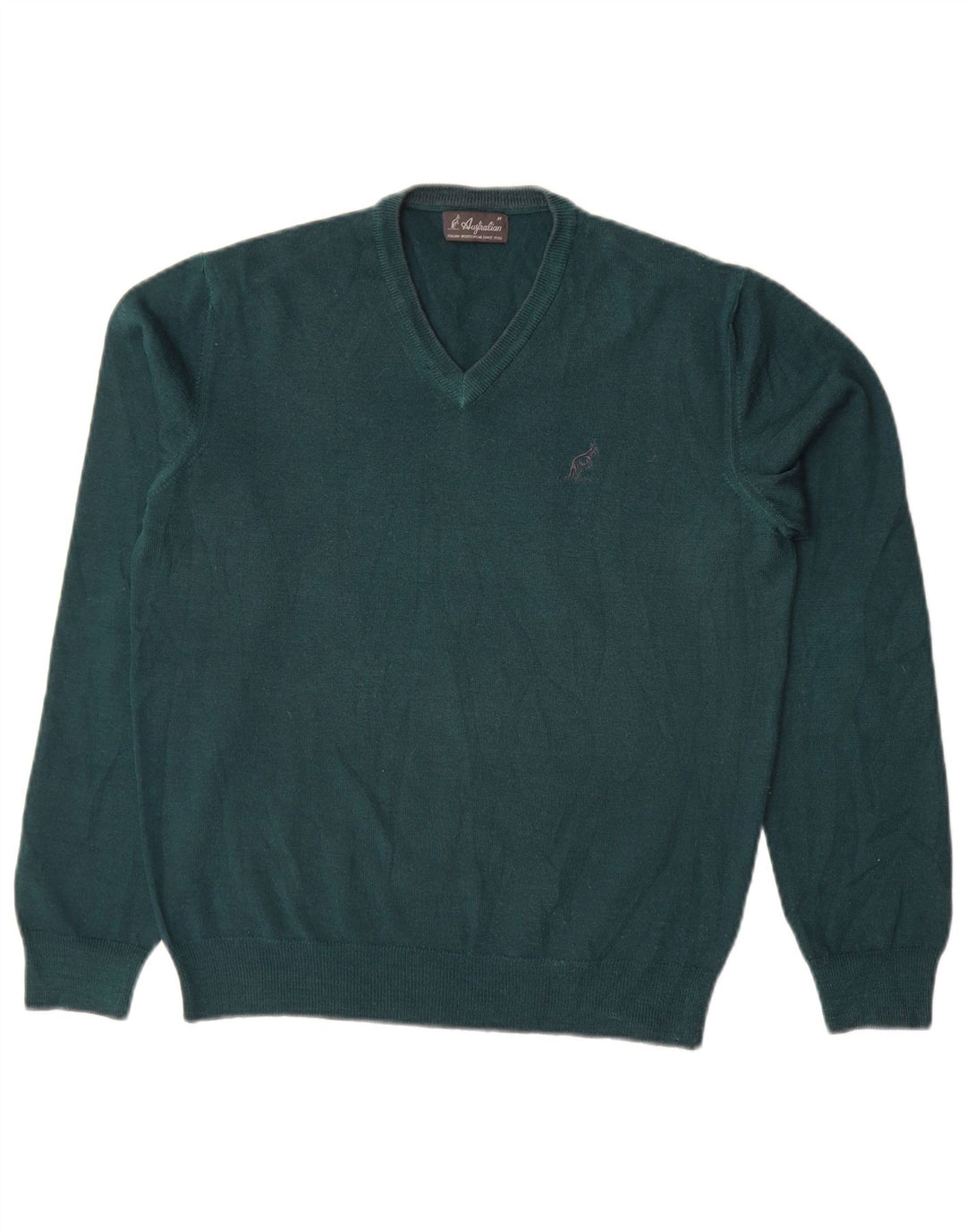 AUSTRALIAN L'ALPINA Mens V-Neck Jumper Sweater Medium Green Wool