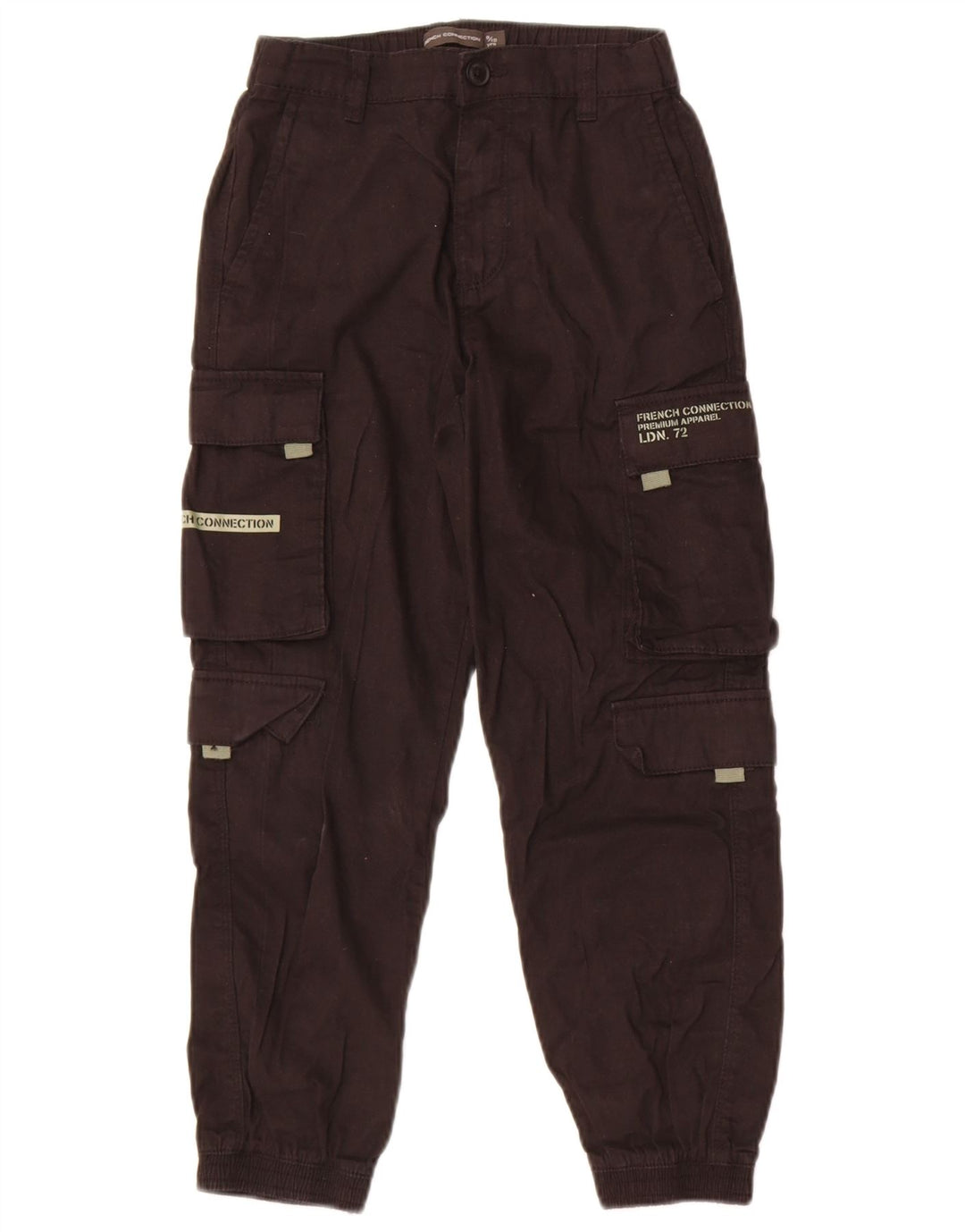 French Connection Boys Graphic Cargo Trousers 9-10 Years W24 L23 Black