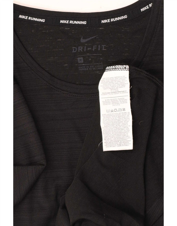 Nike Mens Dri Fit T-Shirt Top Medium Black Pinstripe Polyester