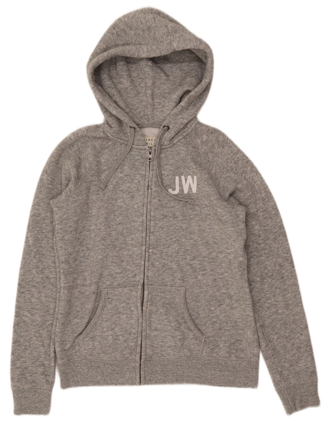 JACK WILLS Womens Zip Hoodie Sweater UK 14 Large  Grey Flecked Polyester