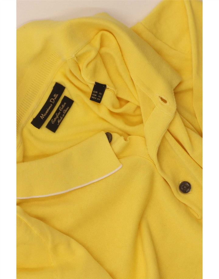 Massimo Dutti Mens Polo Shirt XL Yellow Cotton