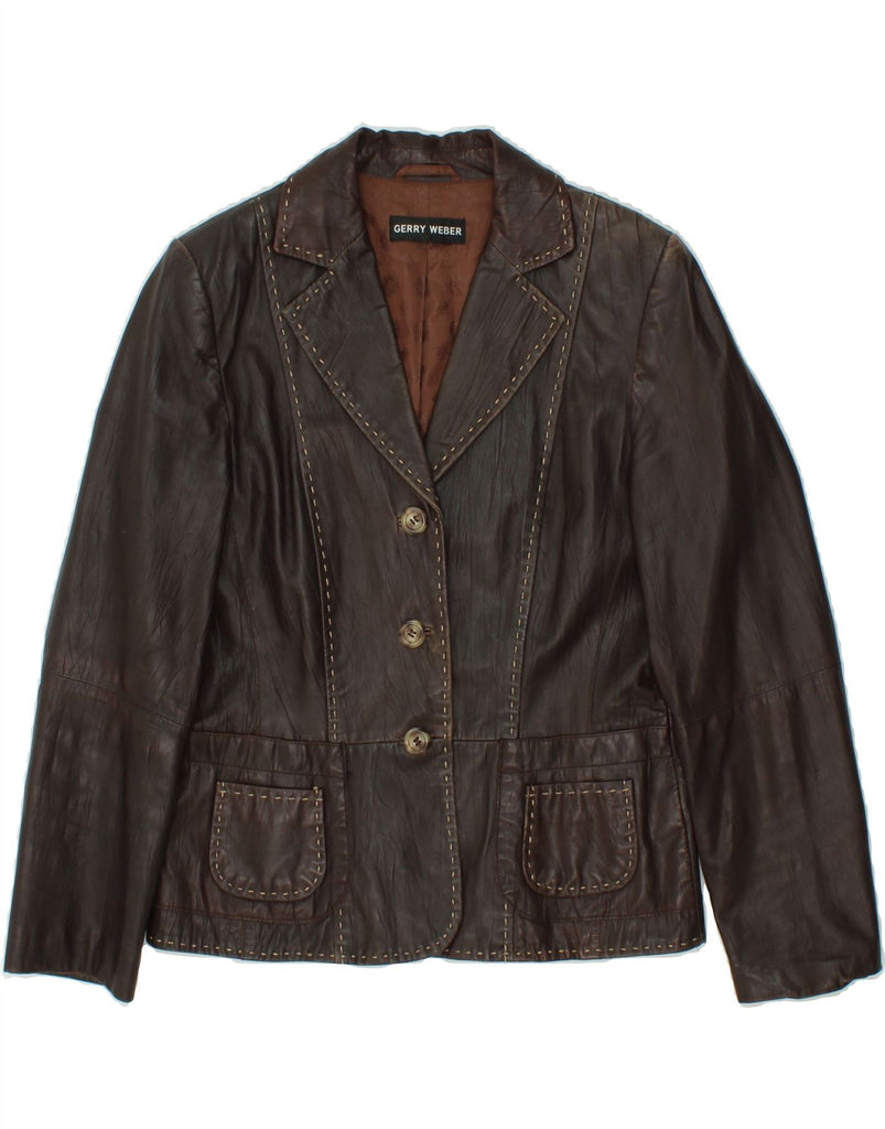 GERRY WEBER Womens Leather Jacket UK 12 Medium Brown Leather Vintage Gerry Weber and Second-Hand Gerry Weber from Messina Hembry 