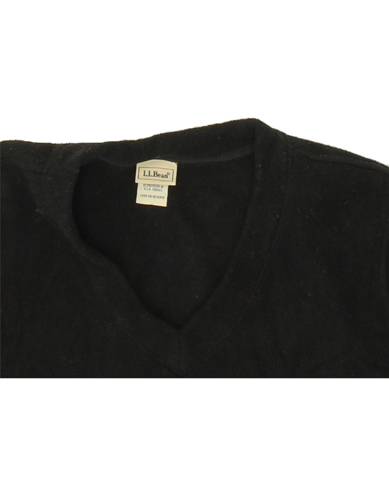 L.L.BEAN Womens V-Neck Fleece Jumper UK 16 Large Black Polyester | Vintage L.L.Bean | Thrift | Second-Hand L.L.Bean | Used Clothing | Messina Hembry 