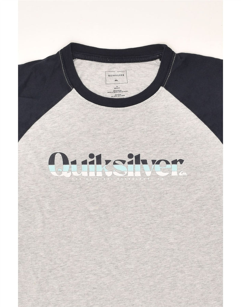 QUIKSILVER Boys Graphic T-Shirt Top 13-14 Years Grey Colourblock Cotton | Vintage Quiksilver | Thrift | Second-Hand Quiksilver | Used Clothing | Messina Hembry 