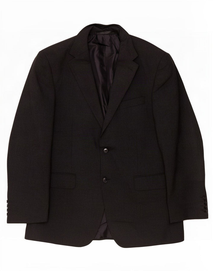 Marks & Spencer Mens 2 Button Blazer Jacket UK 40 Medium Black Polyester