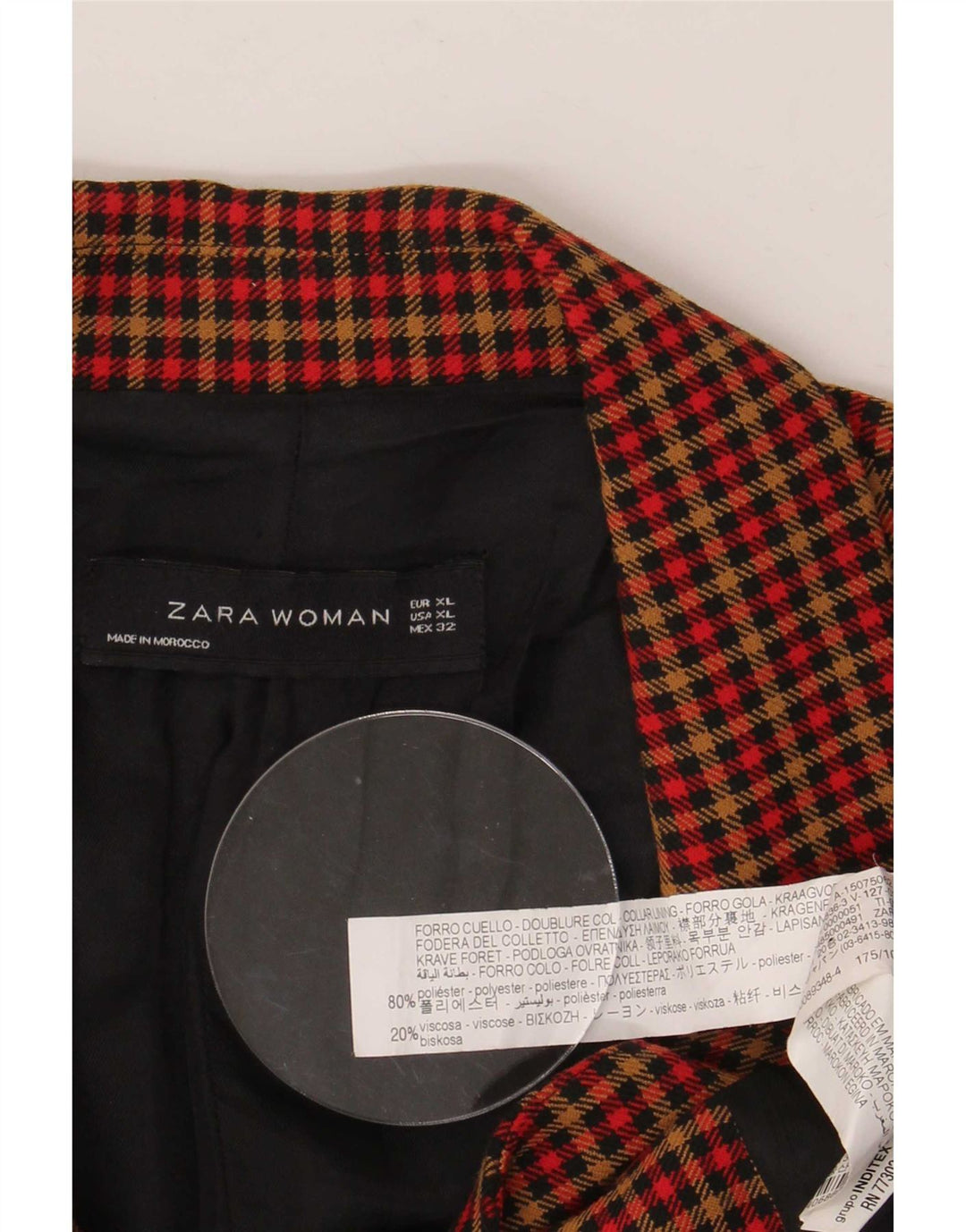Zara Womens 2 Button Blazer Jacket UK 18 XL Multicoloured Check Polyester