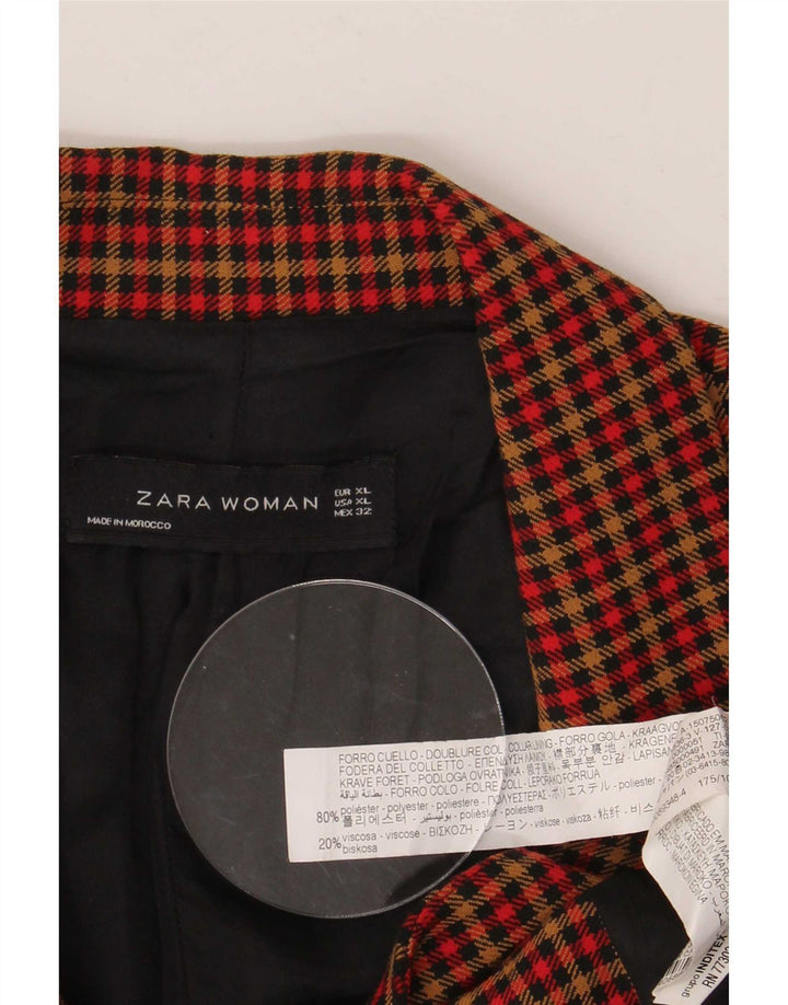 Zara Womens 2 Button Blazer Jacket UK 18 XL Multicoloured Check Polyester