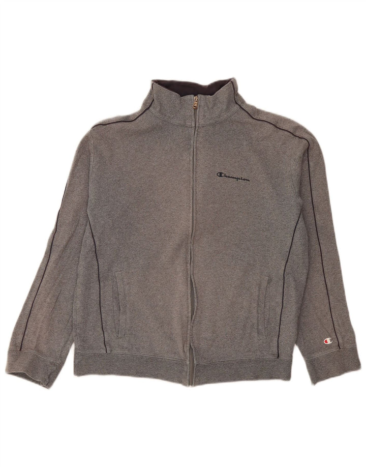 Champion Womens Tracksuit Top Jacket UK 14 Medium Grey Cotton