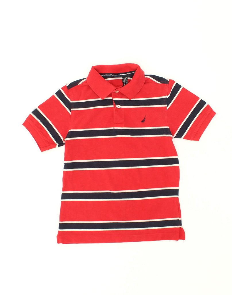 NAUTICA Boys Polo Shirt 10-11 Years Medium  Red Striped Cotton | Vintage Nautica | Thrift | Second-Hand Nautica | Used Clothing | Messina Hembry 