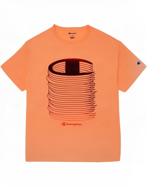 Champion Mens Graphic T-Shirt Top Large Orange Cotton