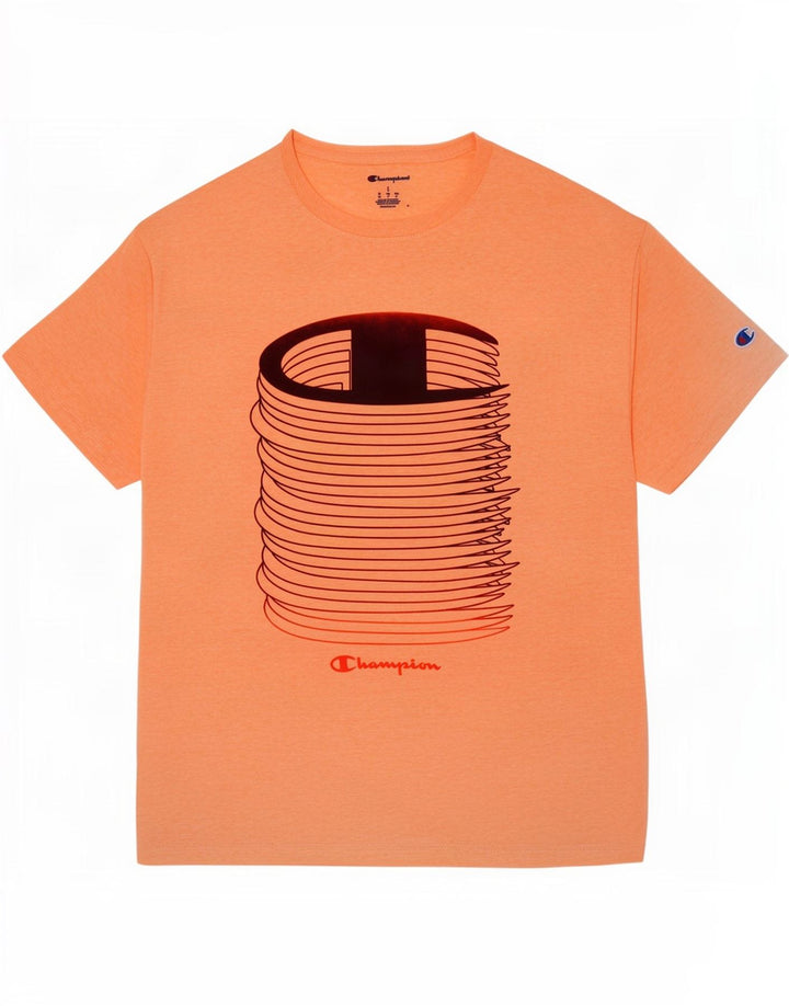 Champion Mens Graphic T-Shirt Top Large Orange Cotton