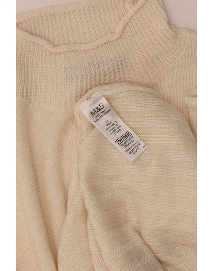 Marks & Spencer Womens Turtle Neck Jumper Sweater UK 10 Small Beige