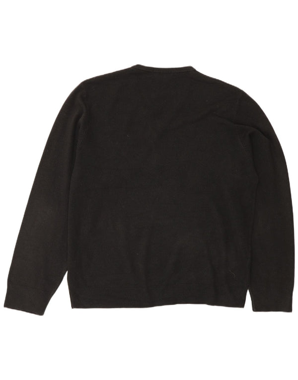 Marks & Spencer Mens Blue Harbour V-Neck Jumper Sweater XL Black Acrylic