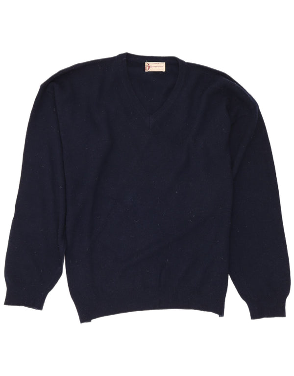 Sergio Tacchini Mens V-Neck Jumper Sweater 2XL Navy Blue Wool